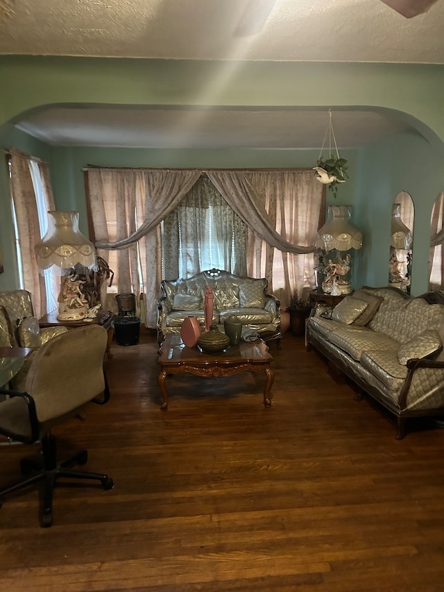 living room with hardwood / wood-style floors