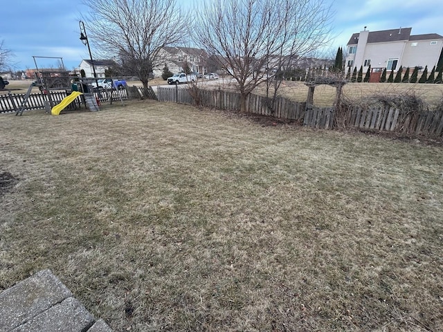 view of yard featuring a playground