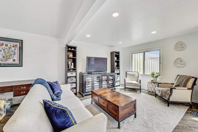 living room featuring light wood-type flooring