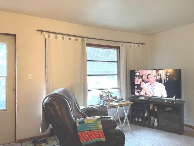 sitting room featuring carpet floors