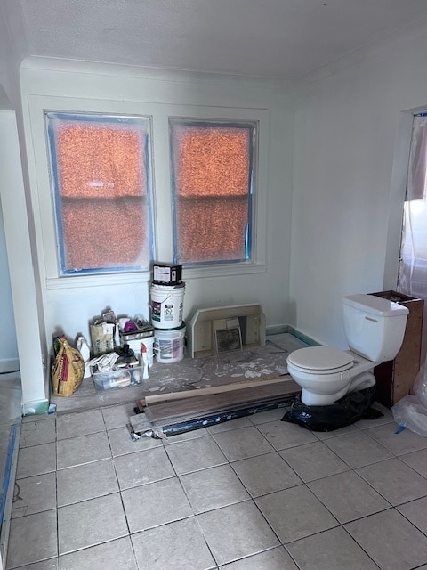 interior space with toilet, tile patterned floors, and a wealth of natural light