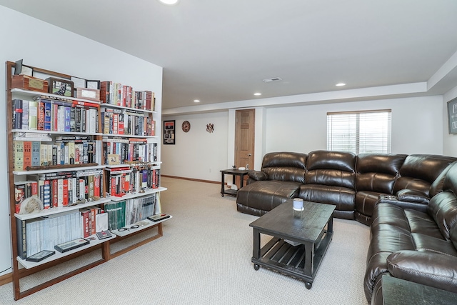 living room with carpet floors