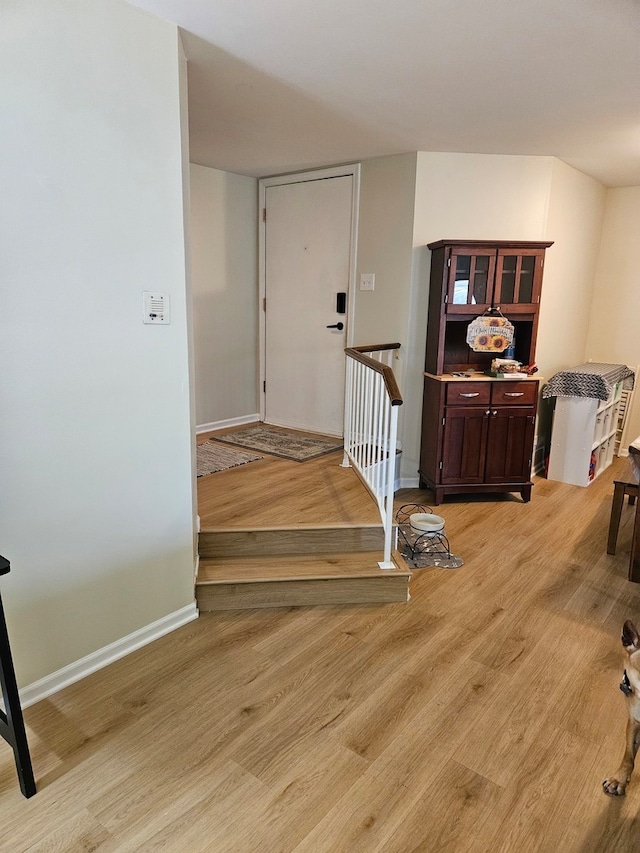 interior space with light hardwood / wood-style floors