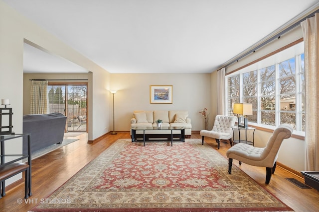 living room with hardwood / wood-style flooring