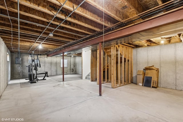 basement with electric panel