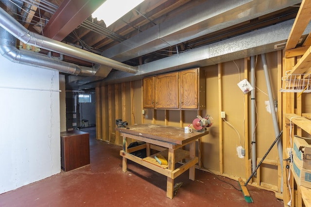 basement featuring a workshop area