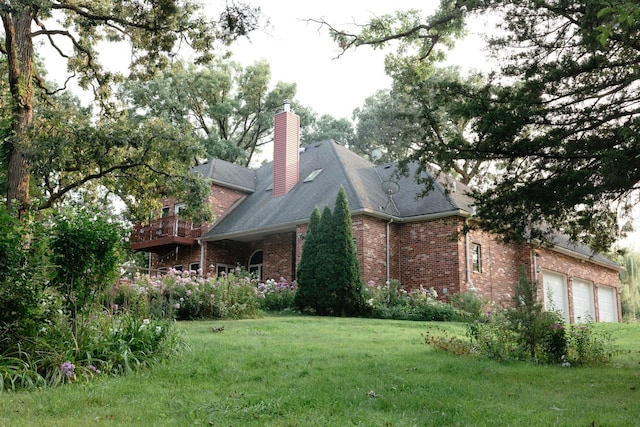 view of property exterior with a lawn