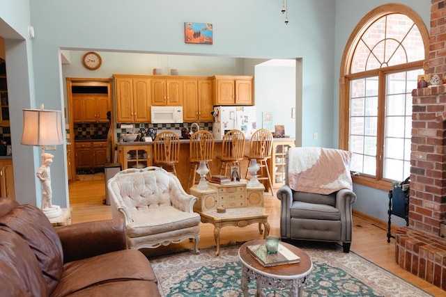 living room with light hardwood / wood-style floors