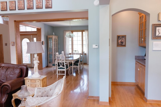 dining room with light hardwood / wood-style floors