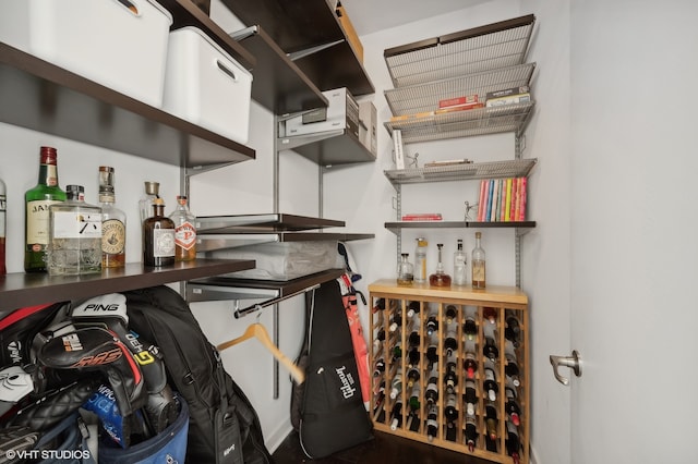 view of wine cellar