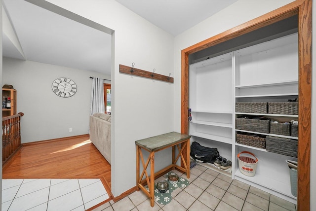 interior space featuring light tile patterned flooring