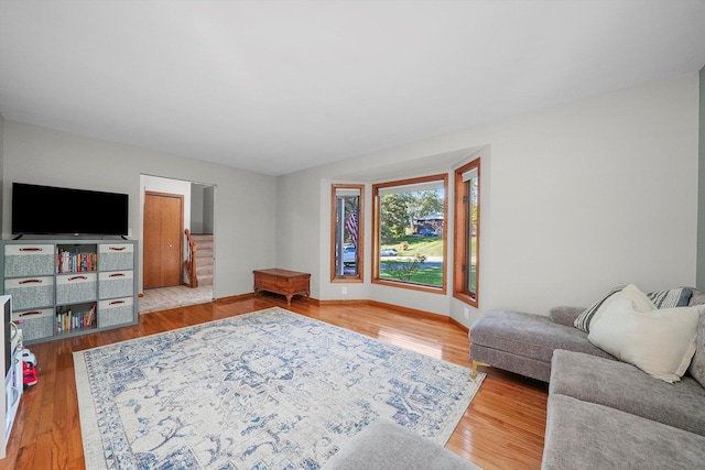 living room with hardwood / wood-style flooring