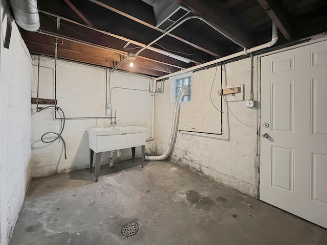 basement featuring sink