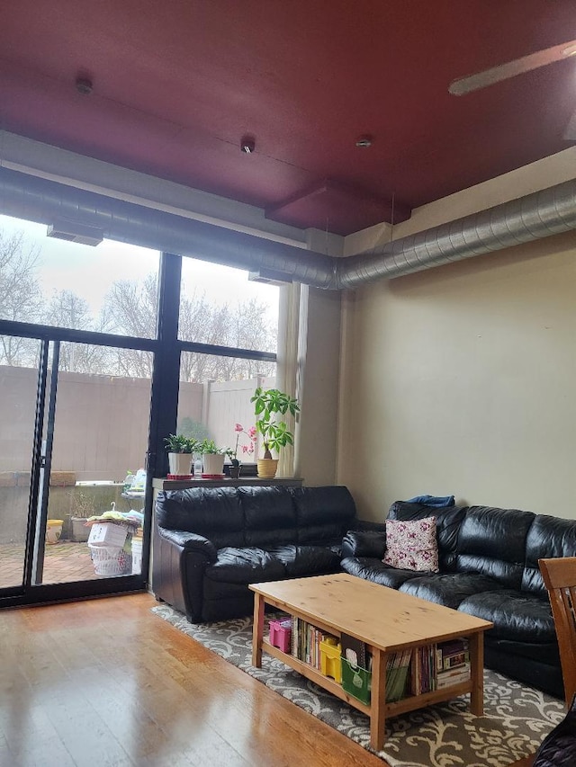 living room with hardwood / wood-style floors