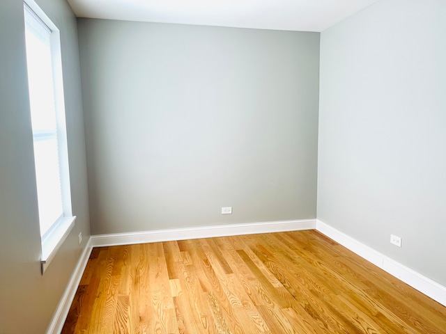 unfurnished room featuring a wealth of natural light and light hardwood / wood-style flooring