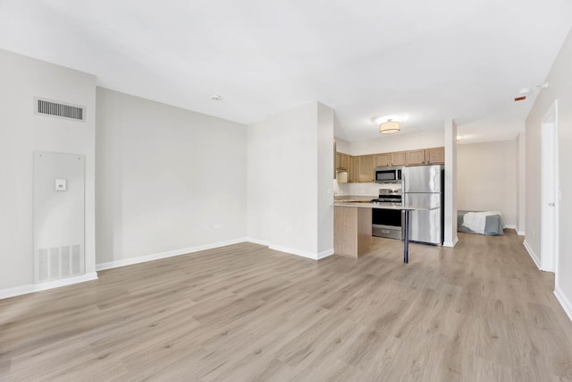 unfurnished living room with light hardwood / wood-style floors