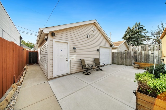 exterior space with a garage