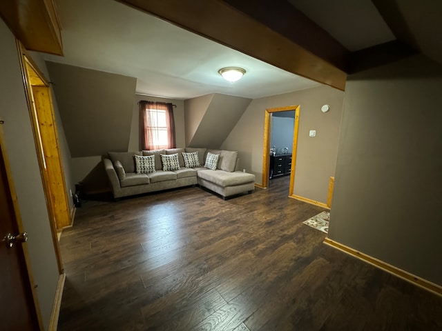 unfurnished living room featuring dark wood-type flooring