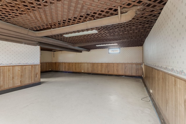 basement with wooden walls