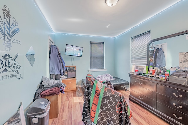 bedroom with light wood-type flooring