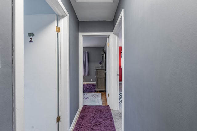 hallway with light carpet