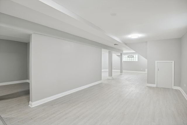 interior space with light hardwood / wood-style flooring