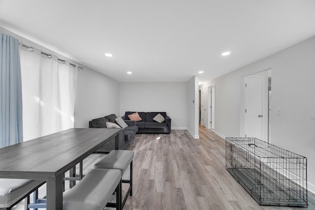 dining area with light hardwood / wood-style flooring