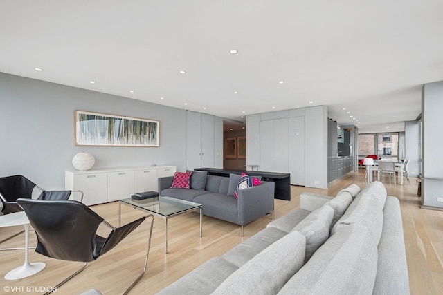 living room with light wood-type flooring