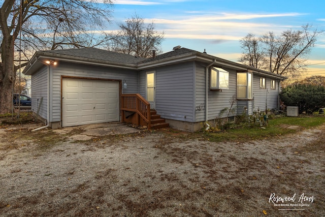 exterior space featuring a garage