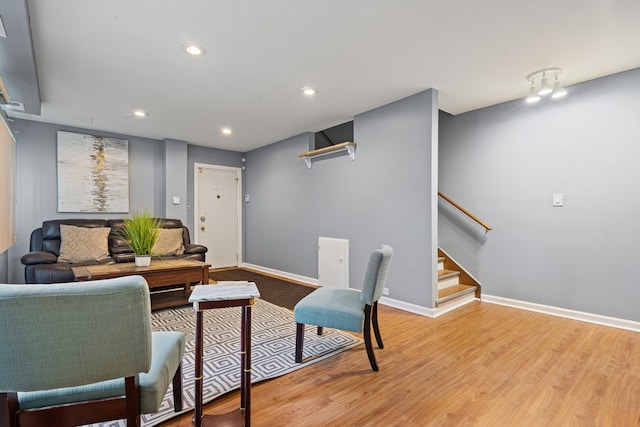 living room featuring light hardwood / wood-style floors