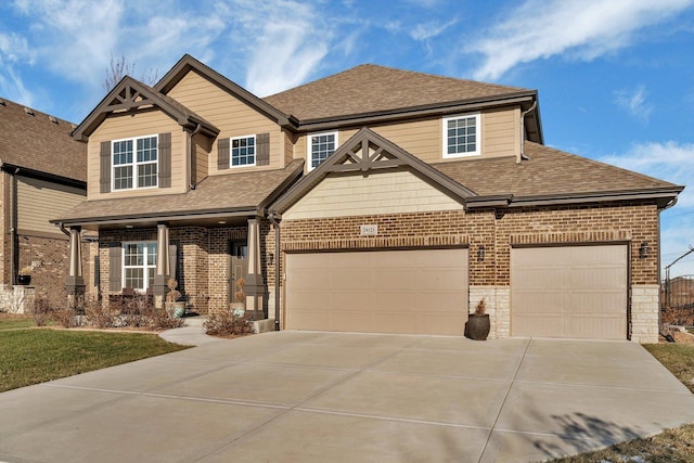 craftsman inspired home with a garage