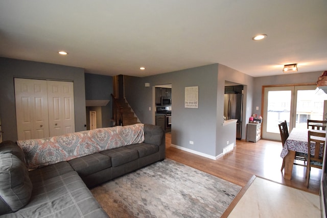 living room featuring light hardwood / wood-style floors