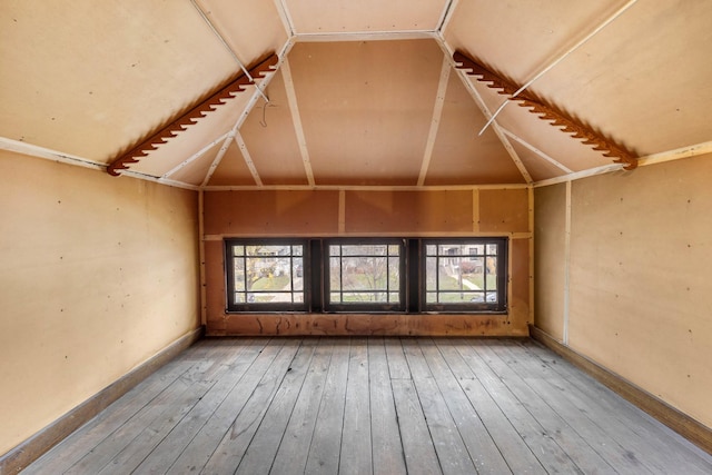 additional living space with wood-type flooring and lofted ceiling