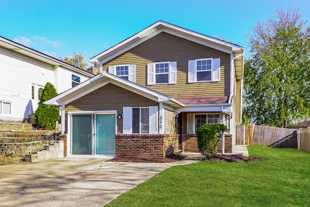 view of front of home with a front lawn