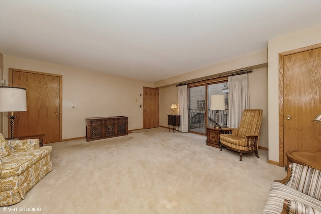 living area with carpet floors