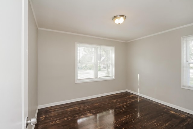 3632 212th Pl, Matteson, IL 60443 - spare room with crown molding, plenty of natural light, dark wood-type flooring, and baseboards