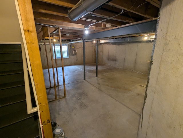 basement with electric panel