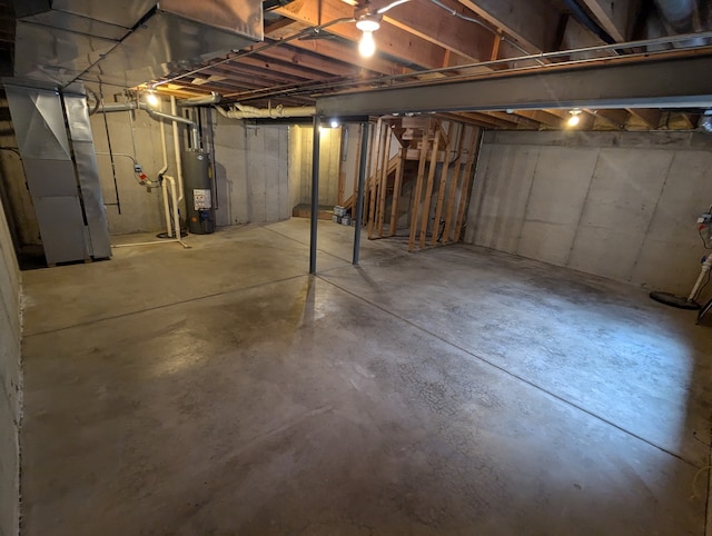 basement featuring gas water heater