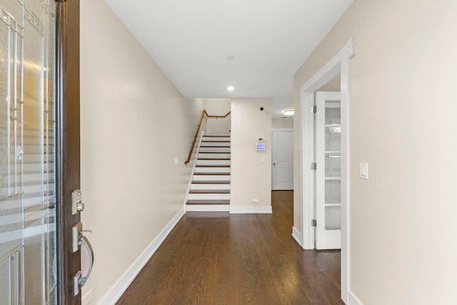 foyer featuring dark hardwood / wood-style flooring