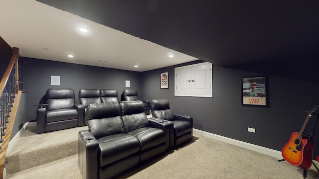 view of carpeted home theater room