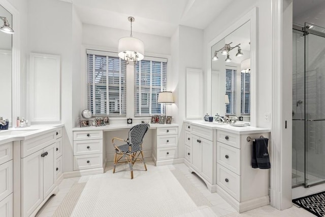 interior space with built in desk and sink