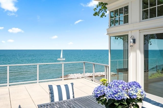 balcony with a water view