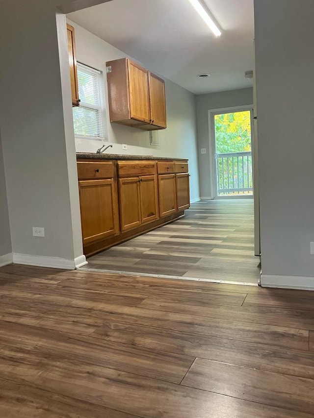 kitchen with wood-type flooring and a wealth of natural light