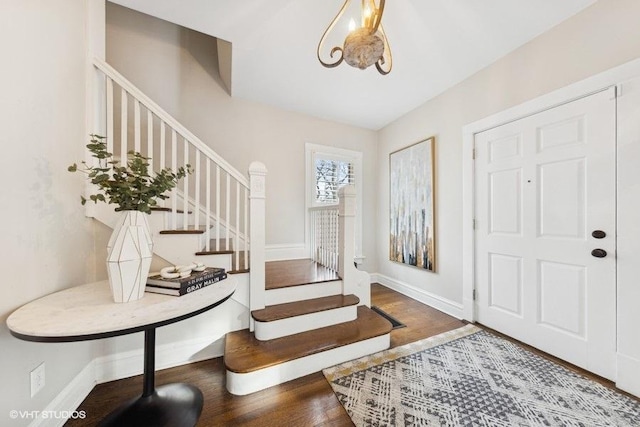 foyer entrance featuring hardwood / wood-style flooring