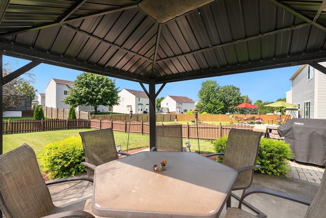 view of patio / terrace with a gazebo and area for grilling