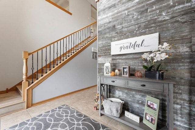 interior space featuring light tile patterned flooring