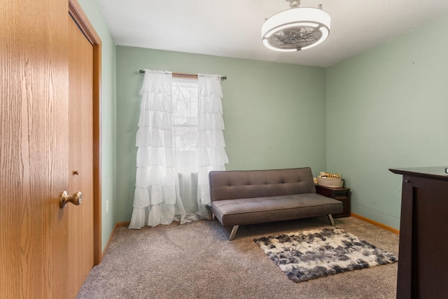 living area with carpet