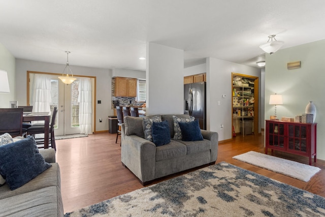 living room with light wood-type flooring