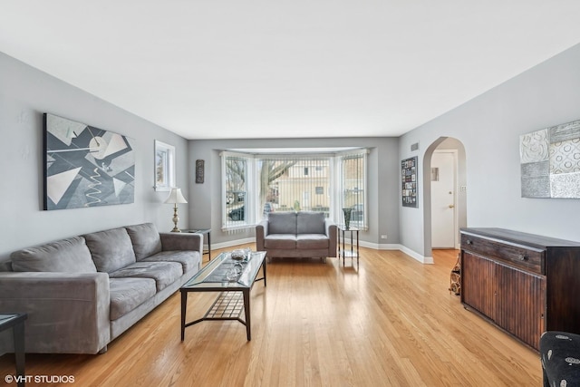 living room with light wood-type flooring