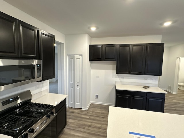 kitchen featuring hardwood / wood-style floors and stainless steel appliances